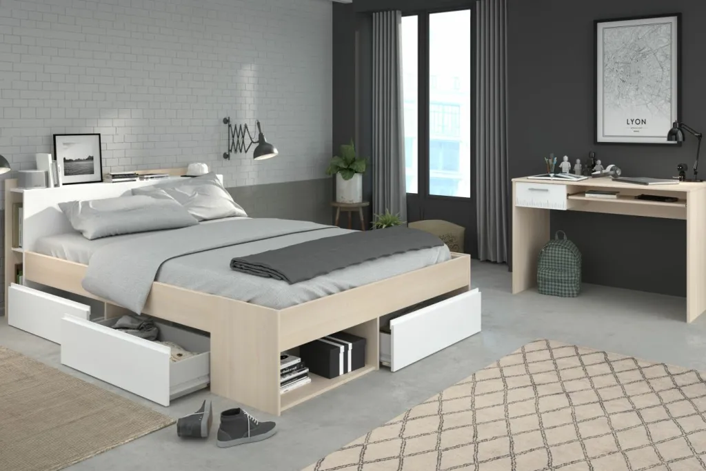 Parisot Lits Double|Lits Avec Rangement<Lit avec bureau MOST 62