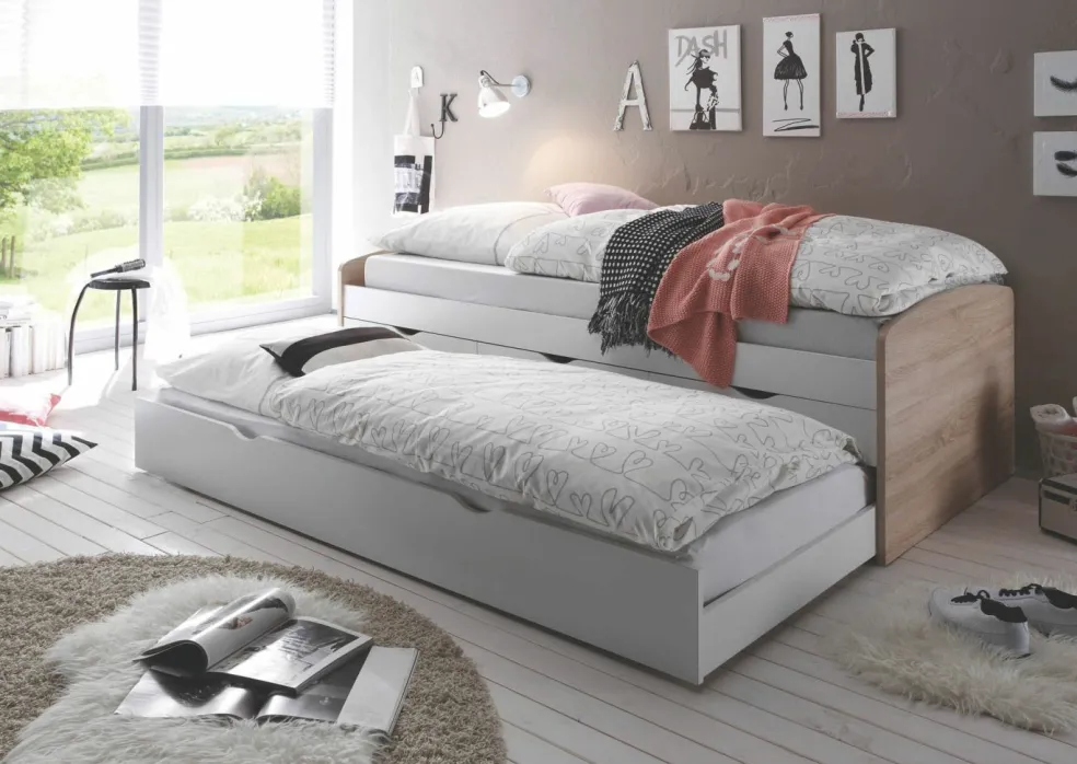 Lit gigogne avec rangement 90 x 200 cm NESSI