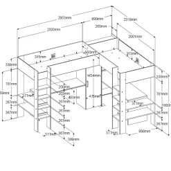 Enfant Parisot Lits Mezzanine|Lits Pour Enfants Et Adolescents<Lit mezzanine CLEVELAND