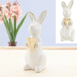 Cepewa Figurines Décoratives|Pâques<Lièvre avec coeur doré EASTER