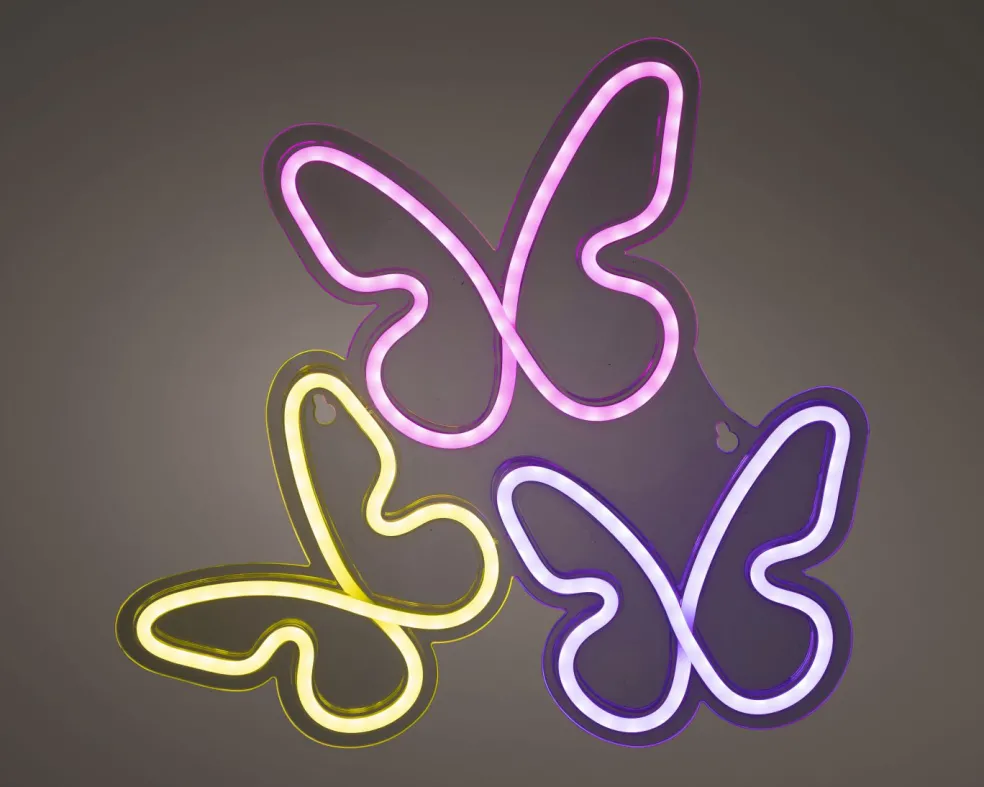 Lot de 3 LED néons papillons NEON