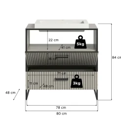 Xonox Armoires De Salle De Bains<Meuble sous vasque avec vasque BAGNO
