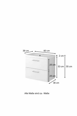 Held Armoires De Salle De Bains<Meuble sous vasque avec vasque 60cm PORTA