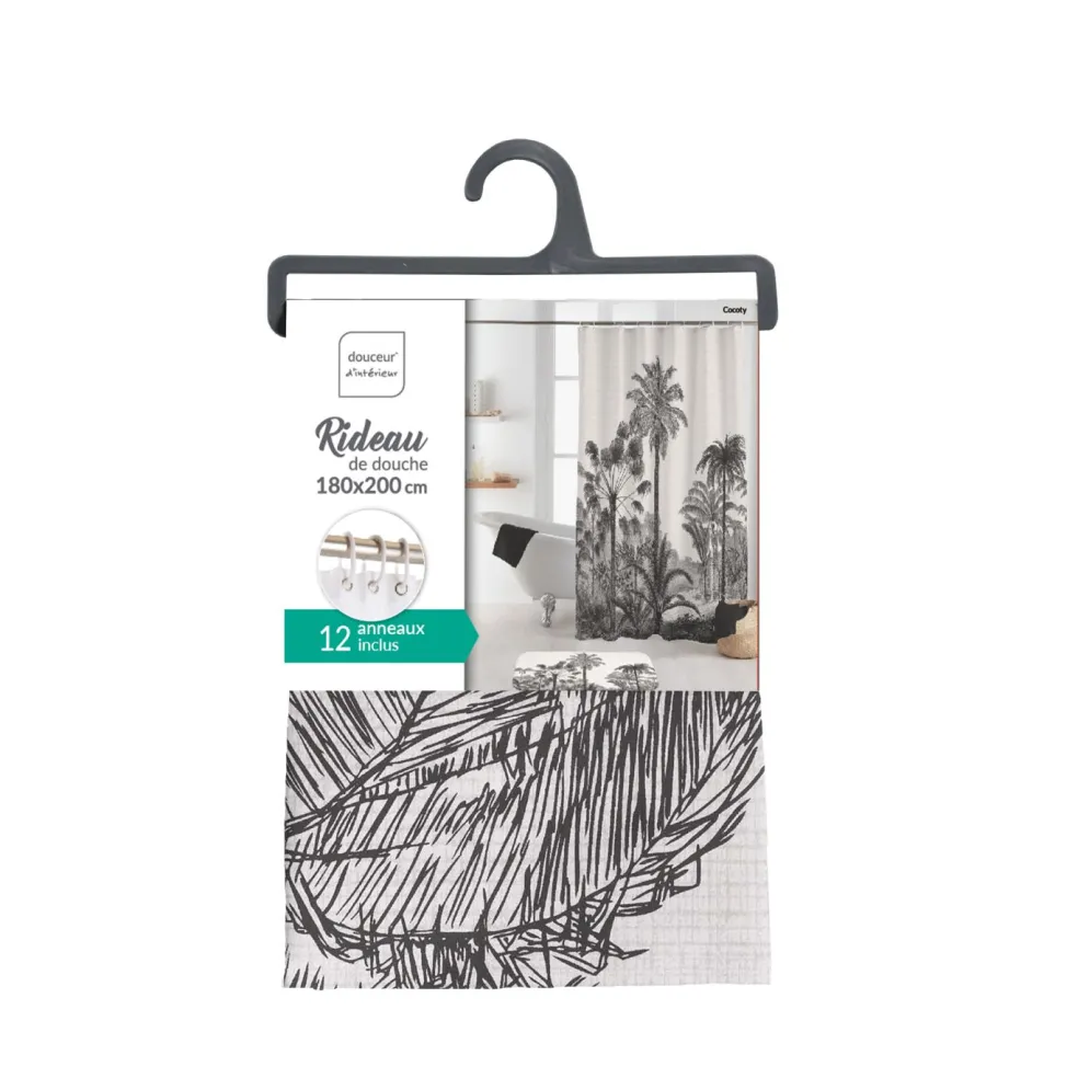 Rideau de douche avec anneaux COCOTY