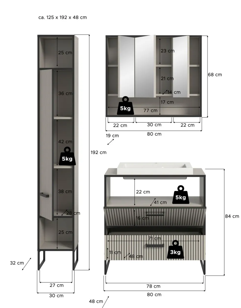 Salle de bains combinée 4 éléments BAGNO