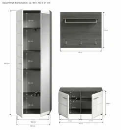 Xonox Vestiaires D'Entrée Complets<Vestiaire combiné 3 éléments FICHE