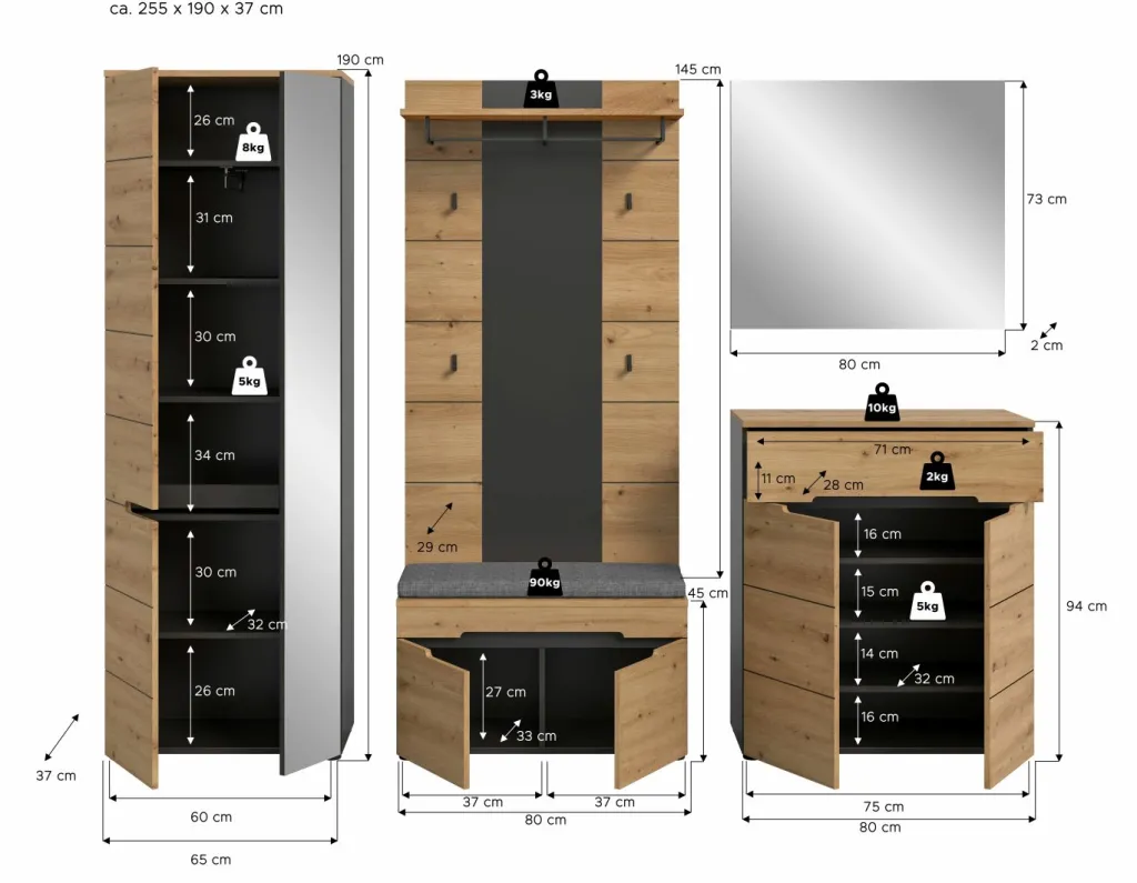 Xonox Vestiaires D'Entrée Complets<Vestiaire combiné 6 éléments GOBA