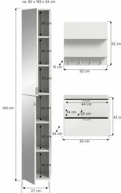 Xonox Vestiaires D'Entrée Complets<Vestiaire combiné 3 éléments BODITE