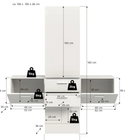 Xonox Vestiaires D'Entrée Complets<Vestiaire combiné 3 éléments VAGA