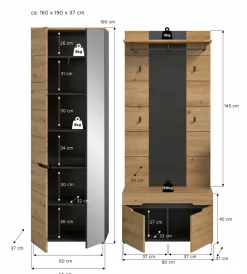 Xonox Vestiaires D'Entrée Complets<Vestiaire combiné 3 éléments GOBA