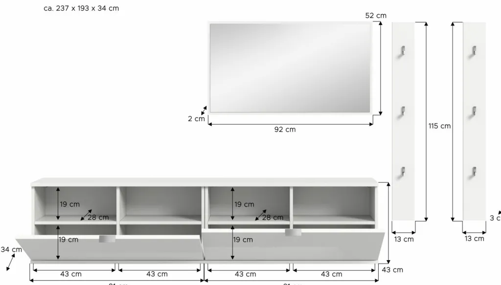 Xonox Vestiaires D'Entrée Complets<Vestiaire combiné 5 éléments BODITE